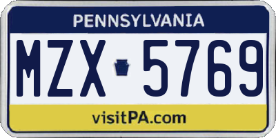 PA license plate MZX5769
