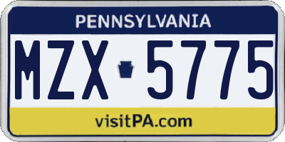 PA license plate MZX5775