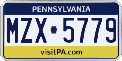 PA license plate MZX5779