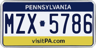 PA license plate MZX5786