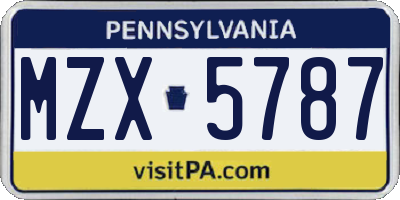 PA license plate MZX5787