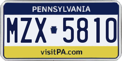 PA license plate MZX5810