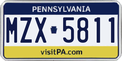 PA license plate MZX5811
