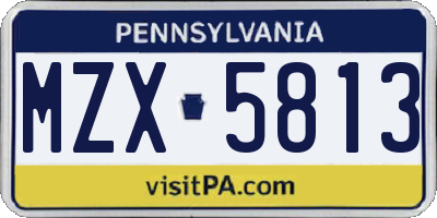 PA license plate MZX5813