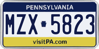 PA license plate MZX5823