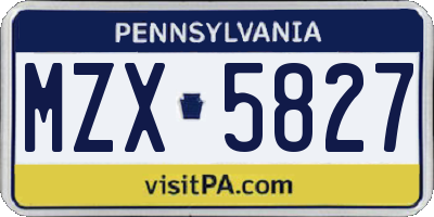 PA license plate MZX5827