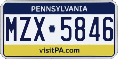 PA license plate MZX5846