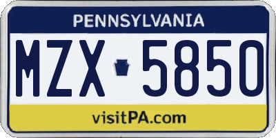 PA license plate MZX5850