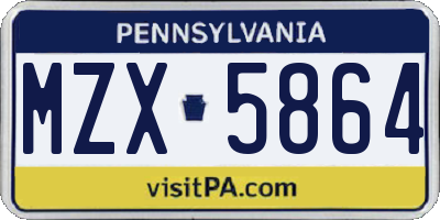 PA license plate MZX5864