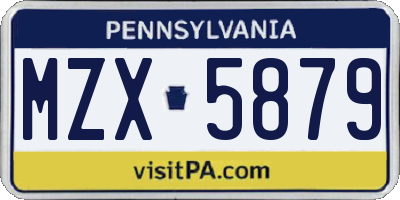 PA license plate MZX5879