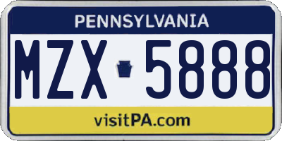 PA license plate MZX5888