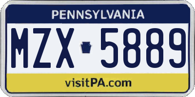 PA license plate MZX5889