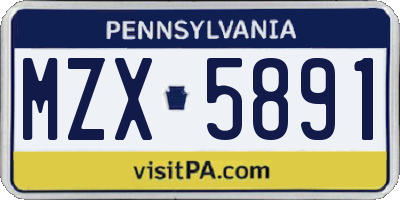 PA license plate MZX5891