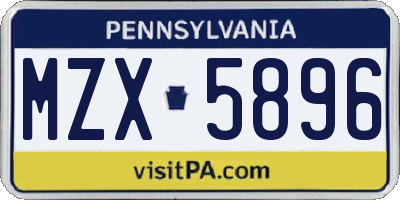 PA license plate MZX5896