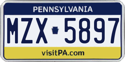 PA license plate MZX5897
