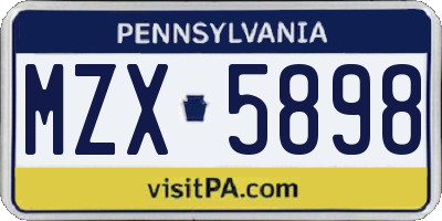 PA license plate MZX5898
