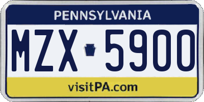 PA license plate MZX5900