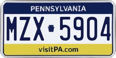 PA license plate MZX5904