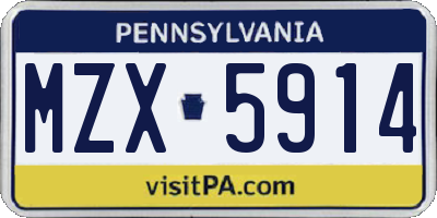 PA license plate MZX5914