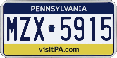 PA license plate MZX5915