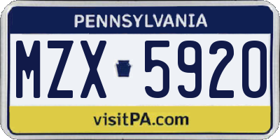 PA license plate MZX5920