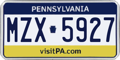 PA license plate MZX5927