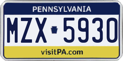 PA license plate MZX5930