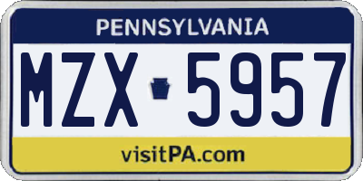 PA license plate MZX5957