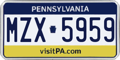 PA license plate MZX5959