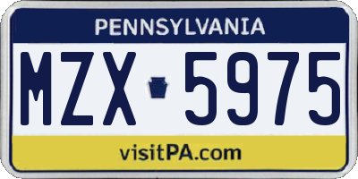 PA license plate MZX5975