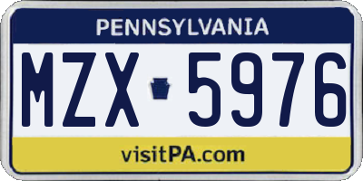PA license plate MZX5976