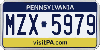 PA license plate MZX5979