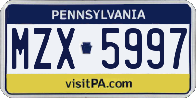 PA license plate MZX5997