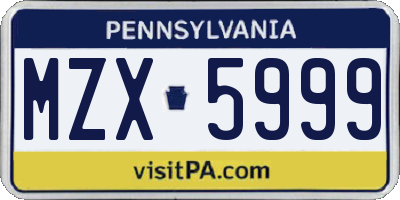 PA license plate MZX5999