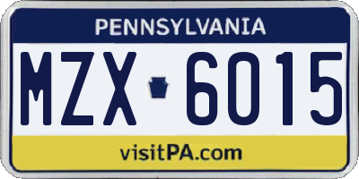 PA license plate MZX6015