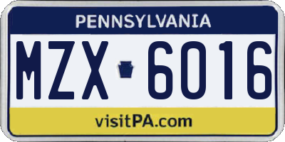 PA license plate MZX6016