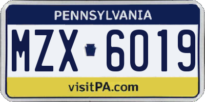 PA license plate MZX6019