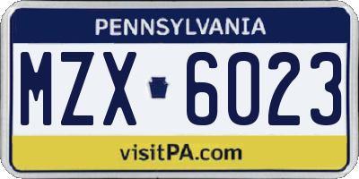PA license plate MZX6023