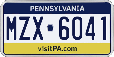 PA license plate MZX6041
