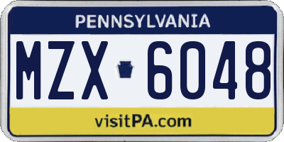 PA license plate MZX6048