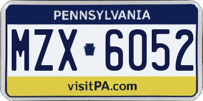PA license plate MZX6052
