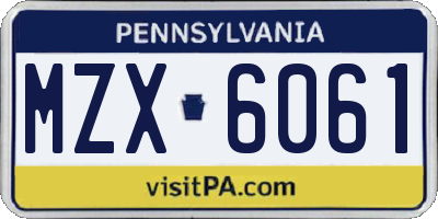 PA license plate MZX6061