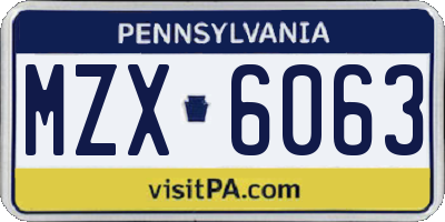 PA license plate MZX6063