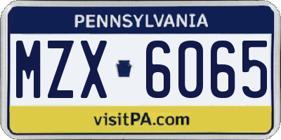 PA license plate MZX6065