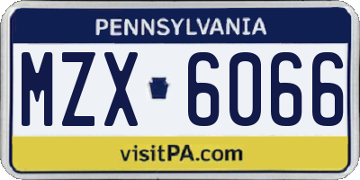 PA license plate MZX6066