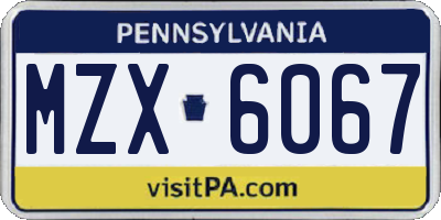 PA license plate MZX6067