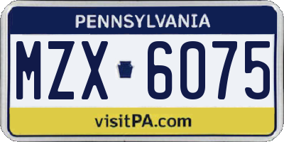 PA license plate MZX6075