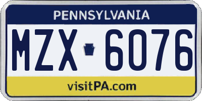 PA license plate MZX6076