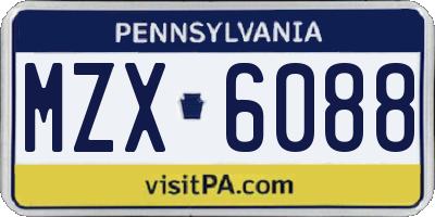 PA license plate MZX6088