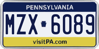 PA license plate MZX6089